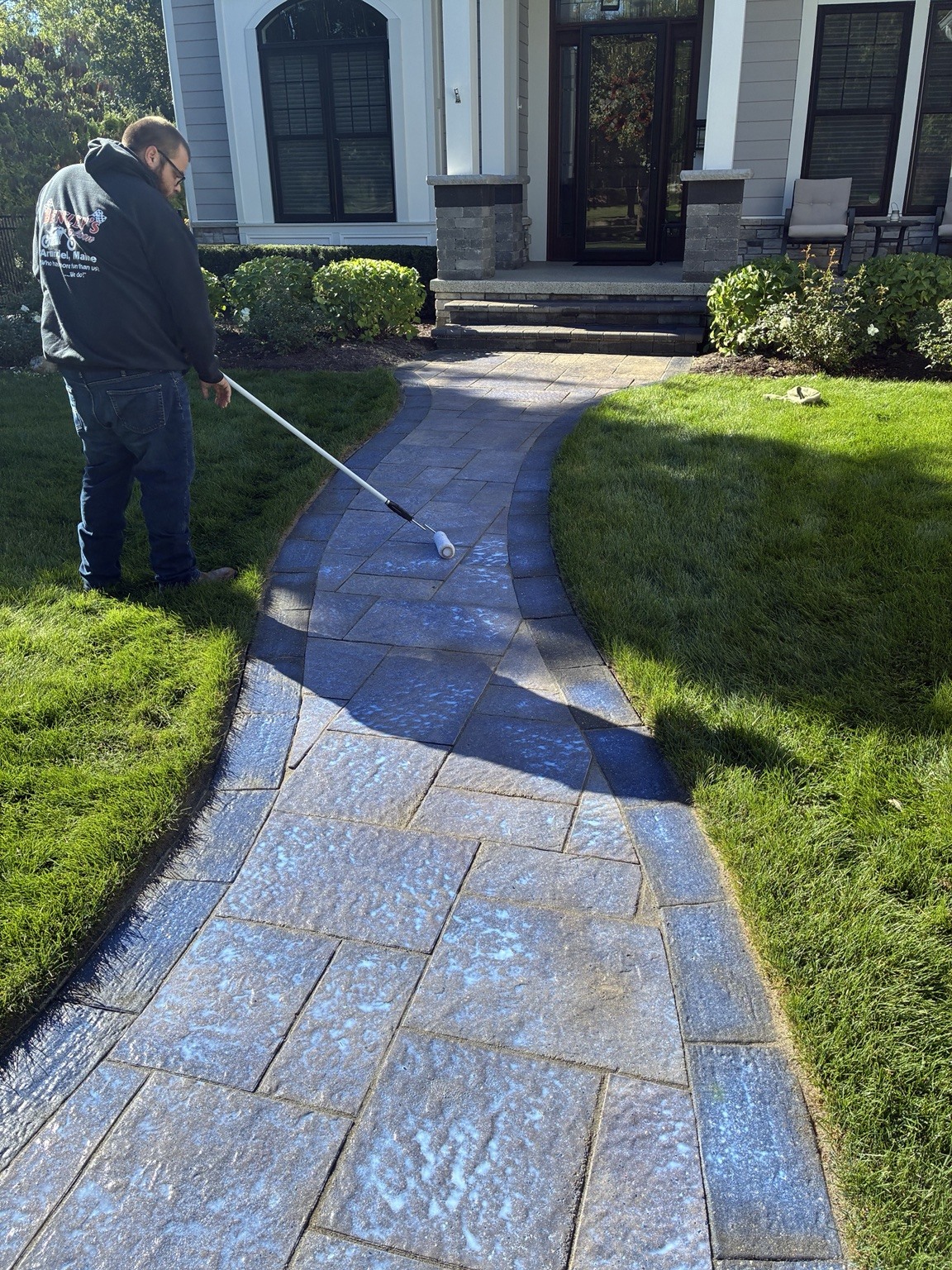 Paver walkway sealing — In Progress